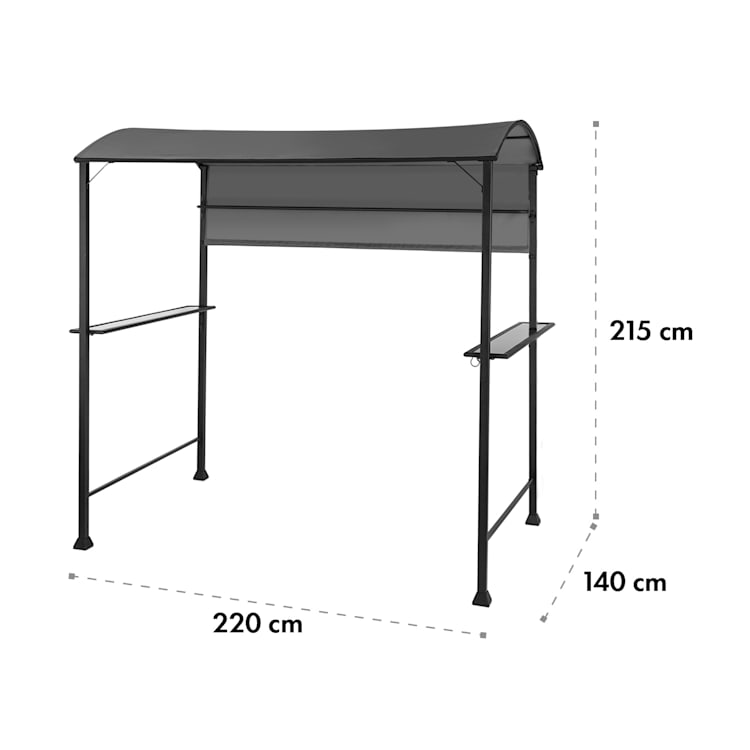 Steakhouse Grilldach 220x215x140cm PE 180 g/m² flammhemmend Stahl grau