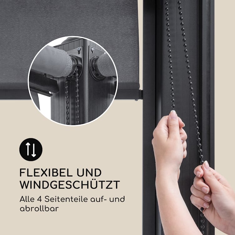 Pantheon Cortina Pavillon mit Dach 3x3m 4 Seitenteile 3 x 3 m | Anthrazit | Grau