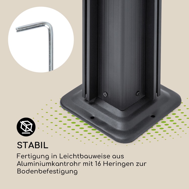 Pantheon Cortina Pavillon mit Dach 3x3m 4 Seitenteile 3 x 3 m | Anthrazit | Grau