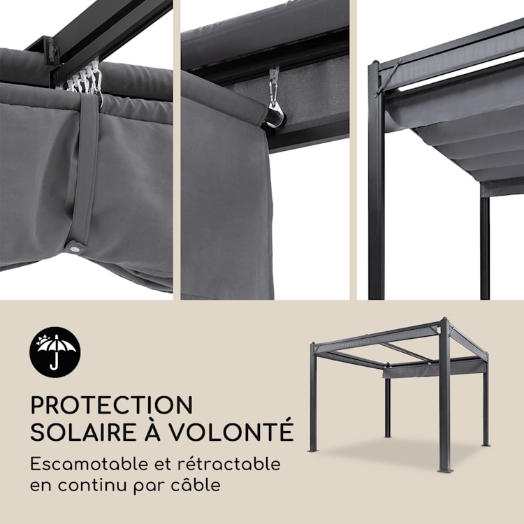 Pantheon Cortina Pavillon avec auvent 3 x 3 m 4 parties - gris 3 x 3 m | Anthracite | Gris
