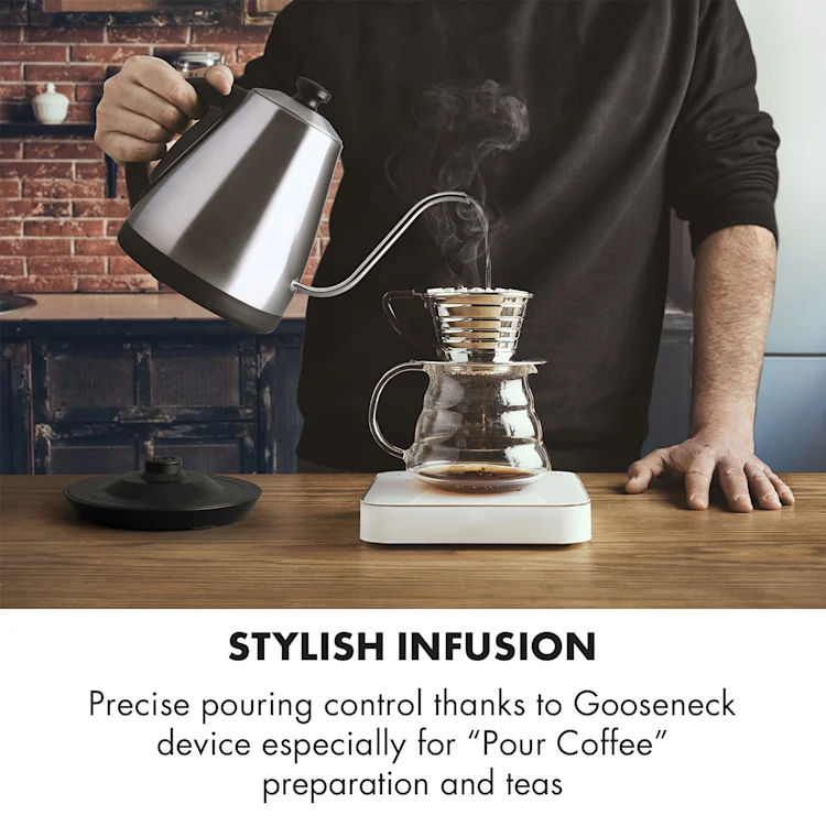 Garcon Kettle 1L 2000W Keep-Warm Gooseneck Stainless Steel Silver Metallic