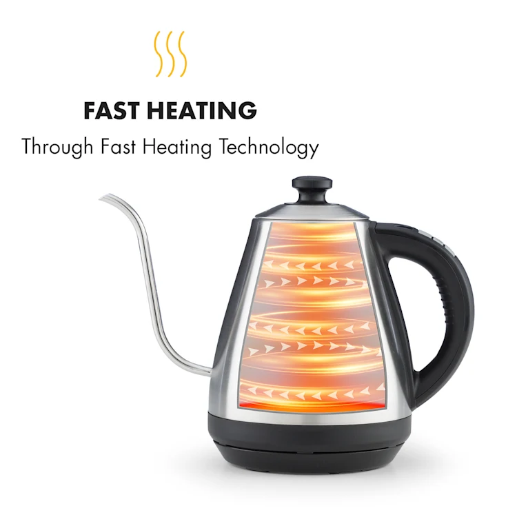 Garcon Kettle 1L 2000W Keep-Warm Gooseneck Stainless Steel Silver Metallic