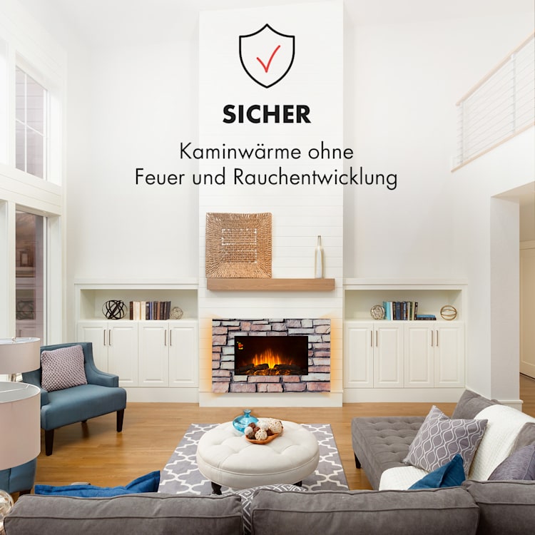 Colmar Elektrischer Kamin Glas 2000W 7 LED-Farben Fernbedienung
