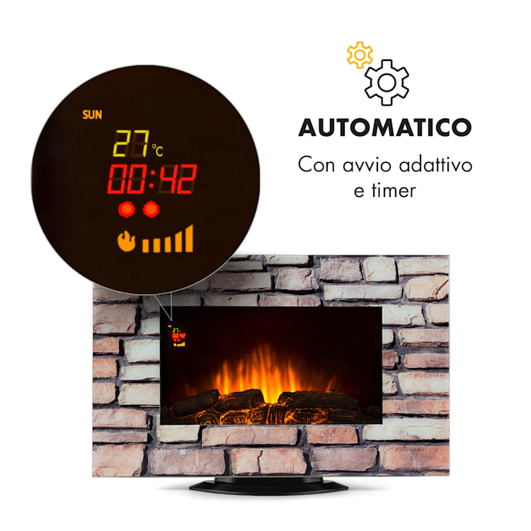 Colmar camino elettrico, vetro, 2000W, 7 colori a LED, telecomando