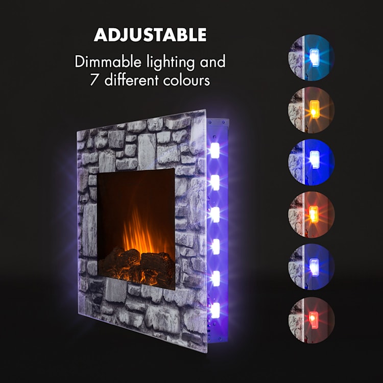 Colmar elkamin glas 2000 W 7 LED-färger Fjärrkontroll