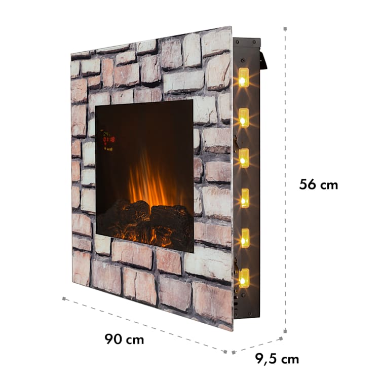 Lareira elétrica Colmar Vidro 2000W LED 7 Cores Comando de Controlo Remoto