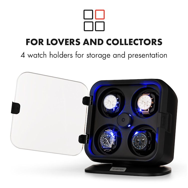 Clover horlogeopwinder 4 horloges 3 rotaties 4 snelheden led Zwart