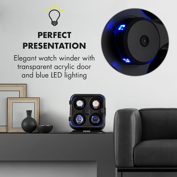 Clover horlogeopwinder 4 horloges 3 rotaties 4 snelheden led Zwart