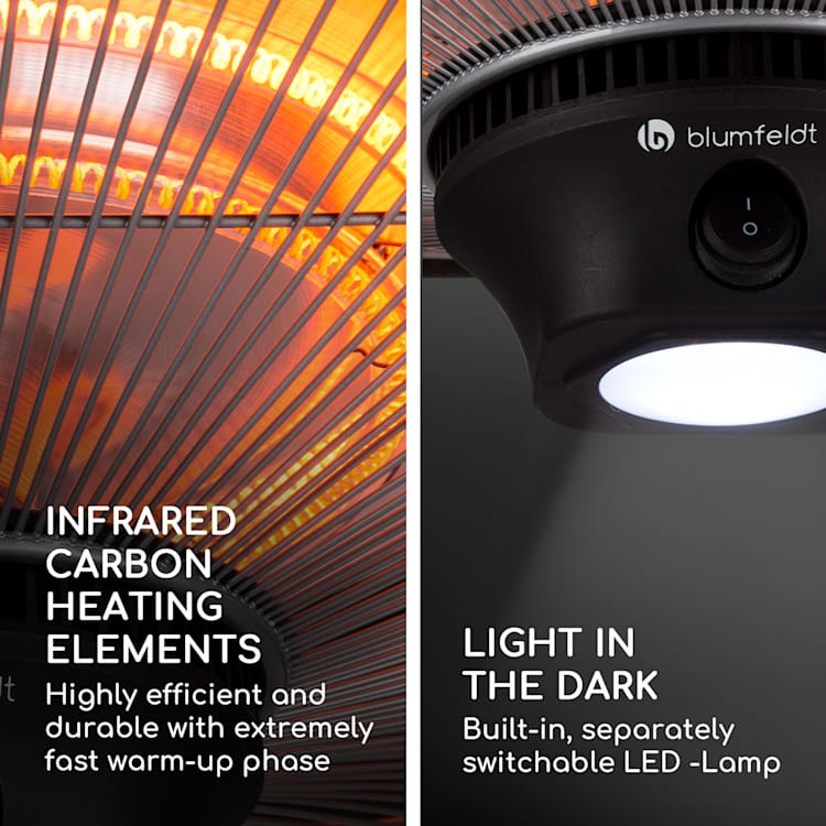 Heat Square, încălzitor infraroșu, 1000 / 2000 W, Carbon, IP34, LED