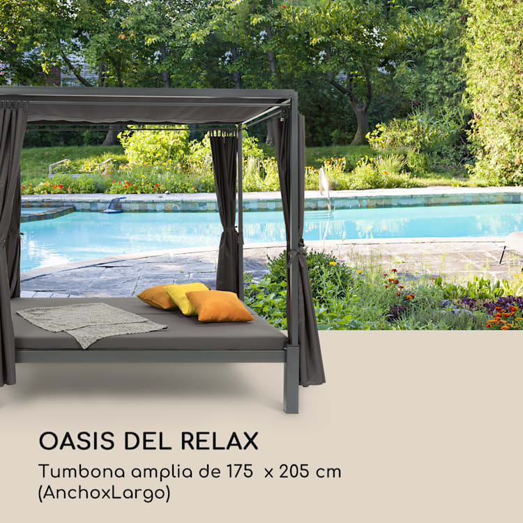 Senator Lounge Tumbona de jardín 188x208x205 cm Toldo Gris Gris