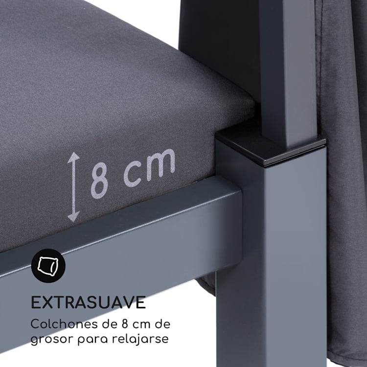 Senator Lounge Tumbona de jardín 188x208x205 cm Toldo Gris Gris