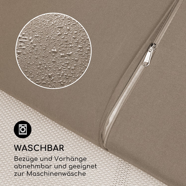 Senator Lounge Gartenliege 188x208x205cm Sonnendach Polyester Stahl Taupe / Weiß