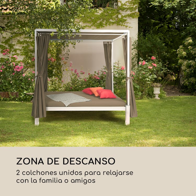 Senator Lounge Tumbona de jardín 188x208x205 cm Toldo Marrón topo Gris Pardo