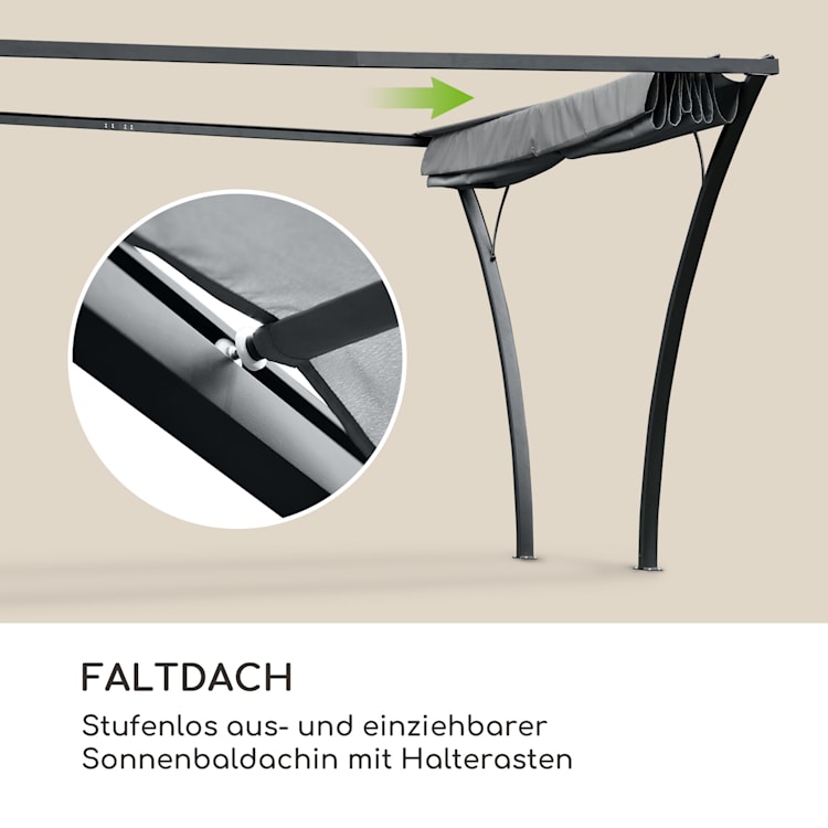Palazzo Pavillon 4x3m Faltdach Polyester Aluminium schwarz / grau