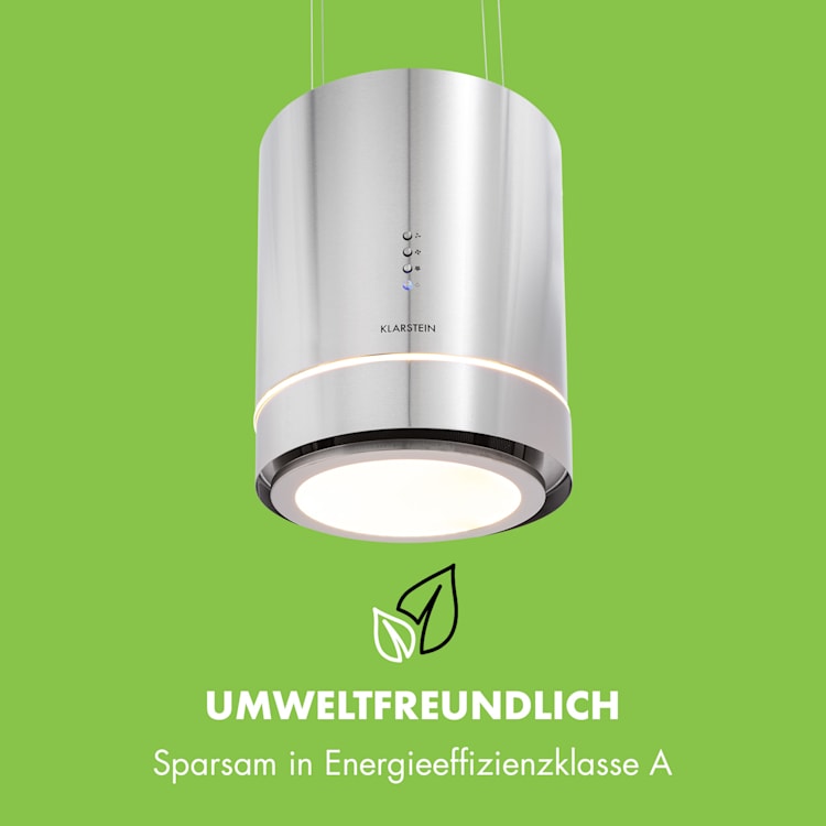 Tron Ambience Inselabzugshaube Ø38cm Umluft 540m³/h LED Edelstahl Silber