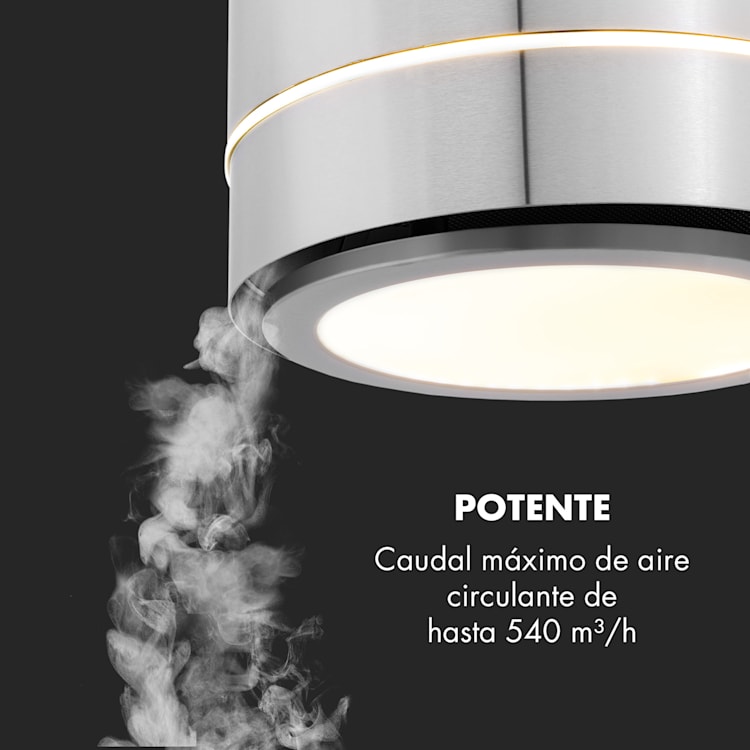 Tron Ambience Campana extractora de isla Ø38 cm Circulación de aire 540 m³/h LED Acero inoxidable Plata