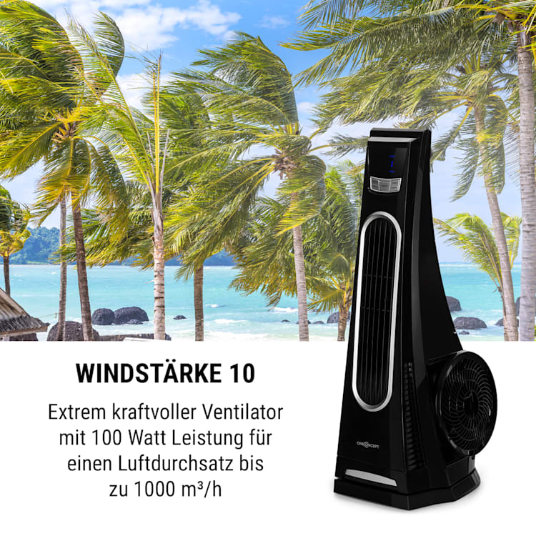 Blown Away Turmventilator 100W 70°-Oszillation 1000 m³/h Fernbedienung