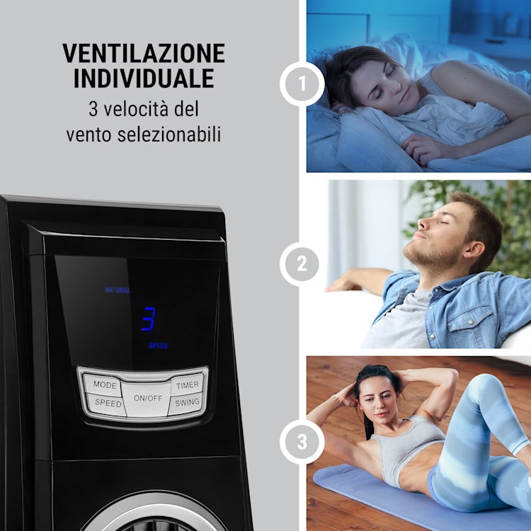 Blown Away Ventilatore a Torre 100 Watt Oscillazione: 70° 1000 m³/h nero