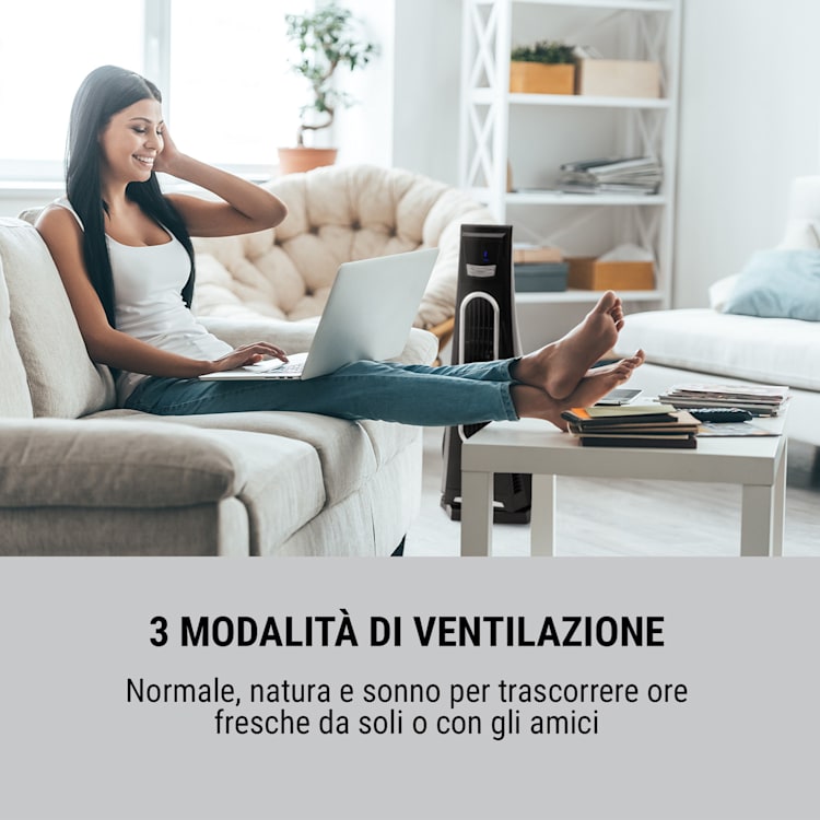 Blown Away Ventilatore a Torre 100 Watt Oscillazione: 70° 1000 m³/h nero