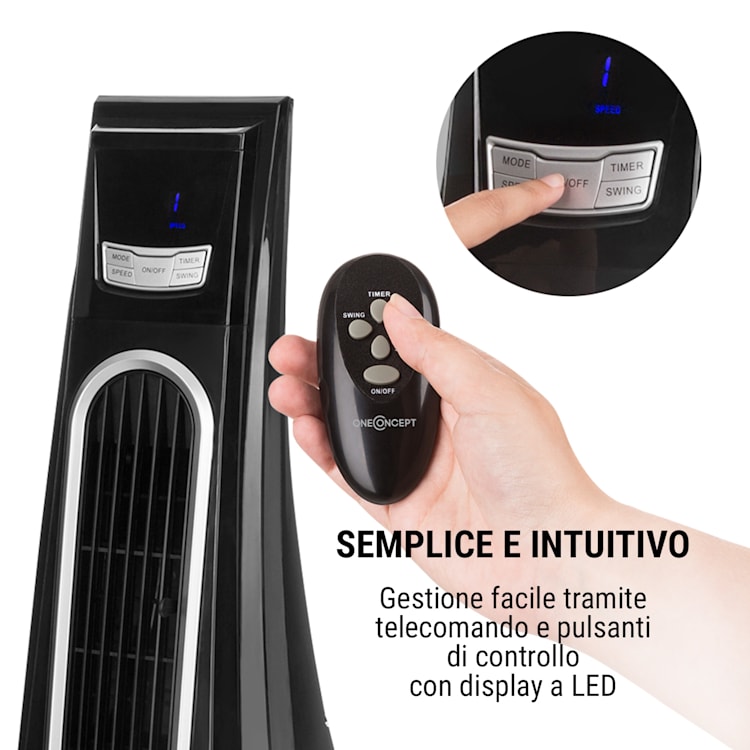 Blown Away Ventilatore a Torre 100 Watt Oscillazione: 70° 1000 m³/h nero