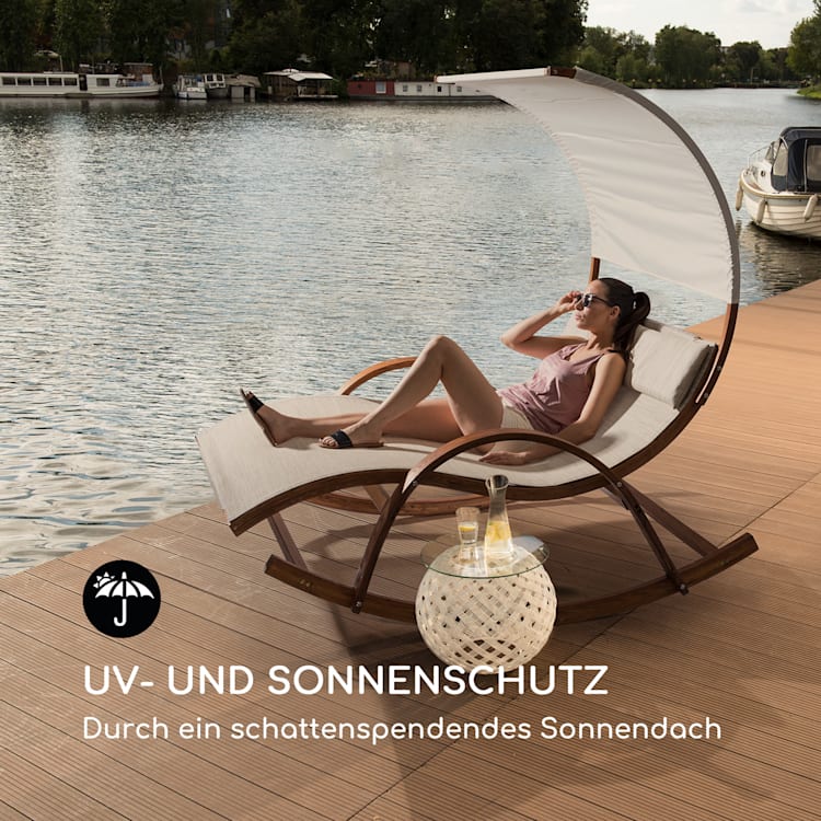 Mauritius Schwingliege mit Dach ComfortMesh 180kg max.wetterfest creme