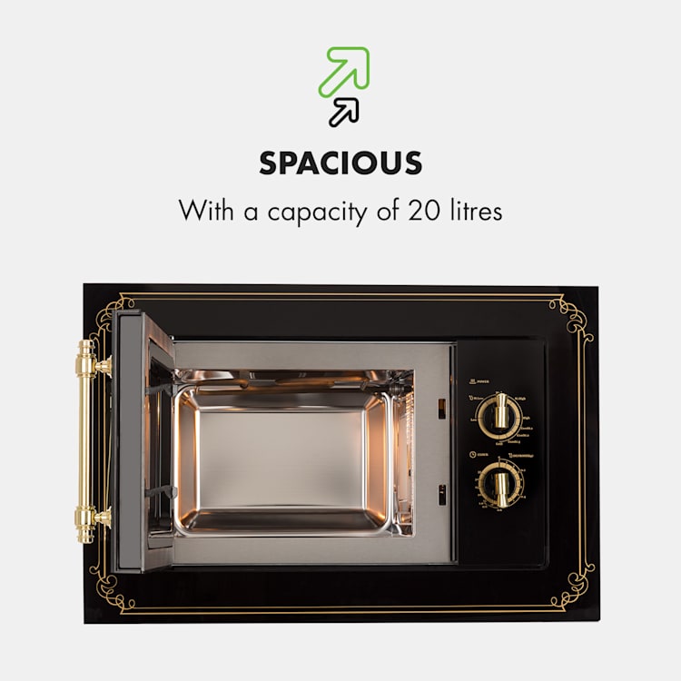 Victoria 20, beépíthető mikrohullámú sütő, 20 l, 800 W, grill: 1000 W, fekete Fekete