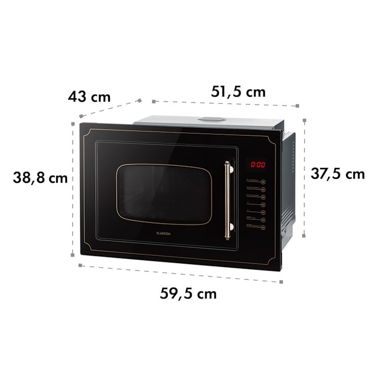 Victoria 25, beépíthető mikrohullámú sütő, 25 l, 900 W, grill: 1000 W, fekete Fekete