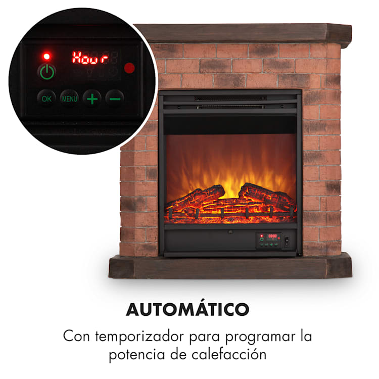 Villach Chimenea eléctrica 1800W Piedra decorativa Polystone Mando a distancia