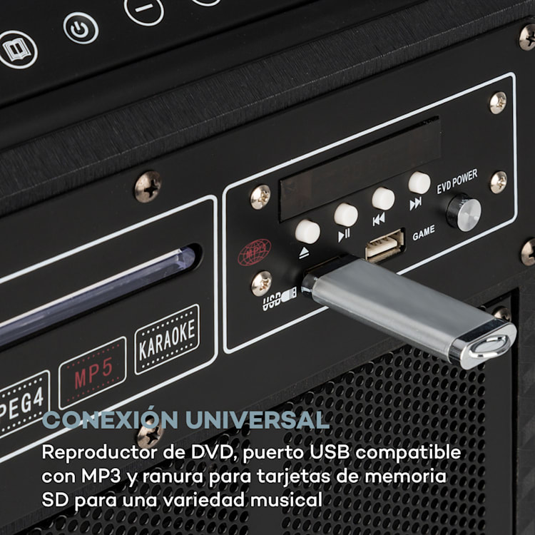 DisGo Box 100 DVD Equipo PA móvil 300 W máx. Display TFT 9" DVD BT Con pantalla