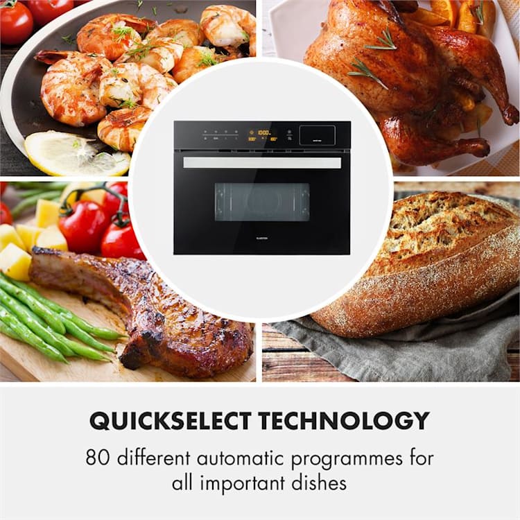 Luminance Steam, beépíthető mikrohullámú sütő, 900 W, 34 L, fekete