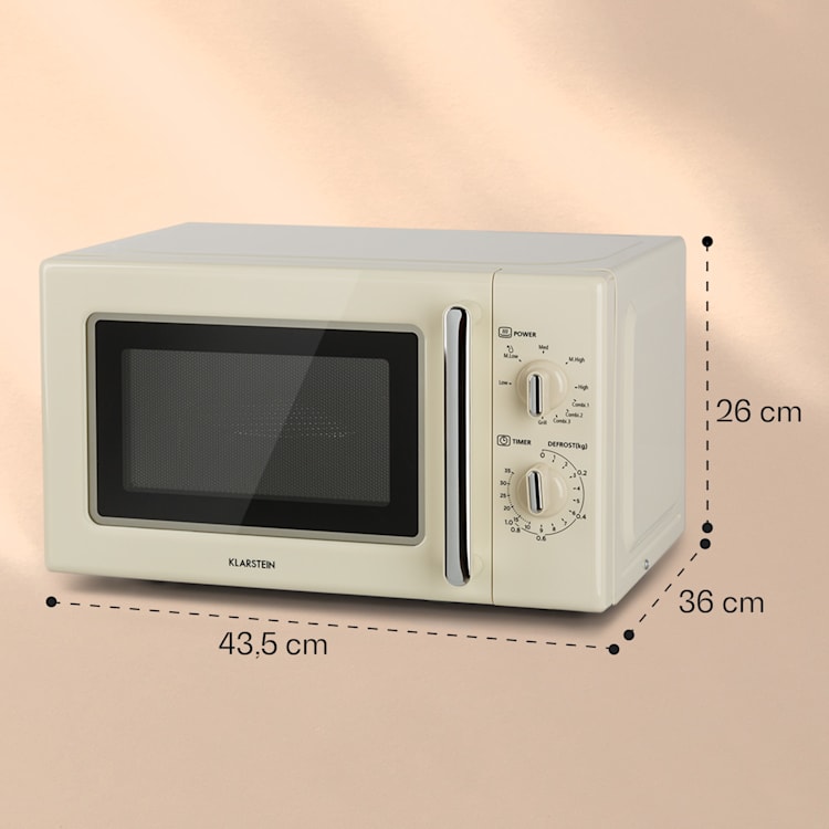 Caroline, kuchenka mikrofalowa, 20 l, 700/1000 W, Ø 25,6 cm, QuickSelect, retro, kremowa Vintage Krem