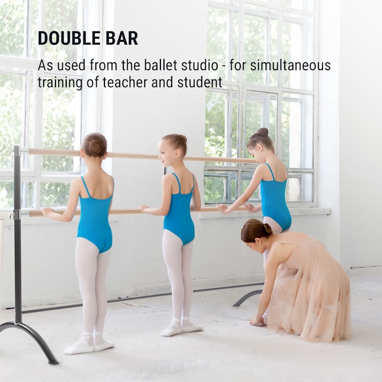 Barre Marie kaksirivinen balettitanko liikuteltava 220 x 113 cm, 2 x 38mm Ø 220 cm | Musta