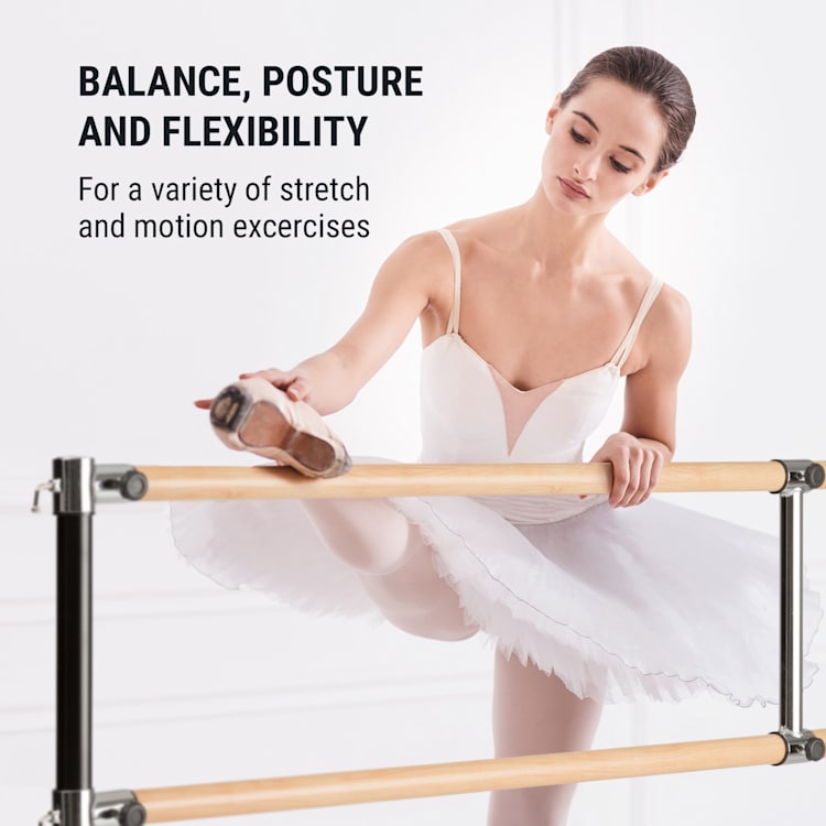 Barre Marie kaksirivinen balettitanko liikuteltava 220 x 113 cm, 2 x 38mm Ø 220 cm | Musta