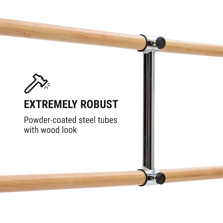 Barre Marie kaksirivinen balettitanko liikuteltava 220 x 113 cm, 2 x 38mm Ø 220 cm | Musta