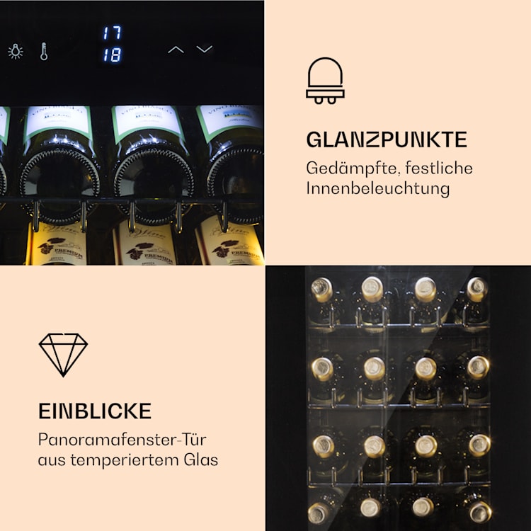 Shiraz 39 Duo Weinkühlschrank 2 Zonen 105l 39 Flaschen 39 Flaschen | 2 Kühlzonen | Schwarz