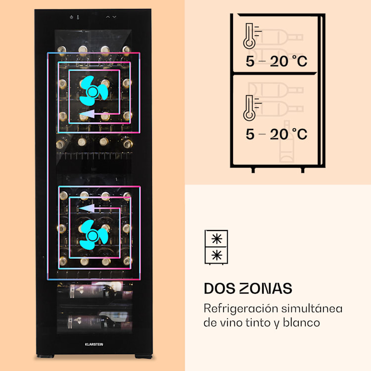 Shiraz 39 Duo Nevera para vinos 2 zonas 105 l 39 botellas 39 botellas | 2 zonas de refrigeración | Negro