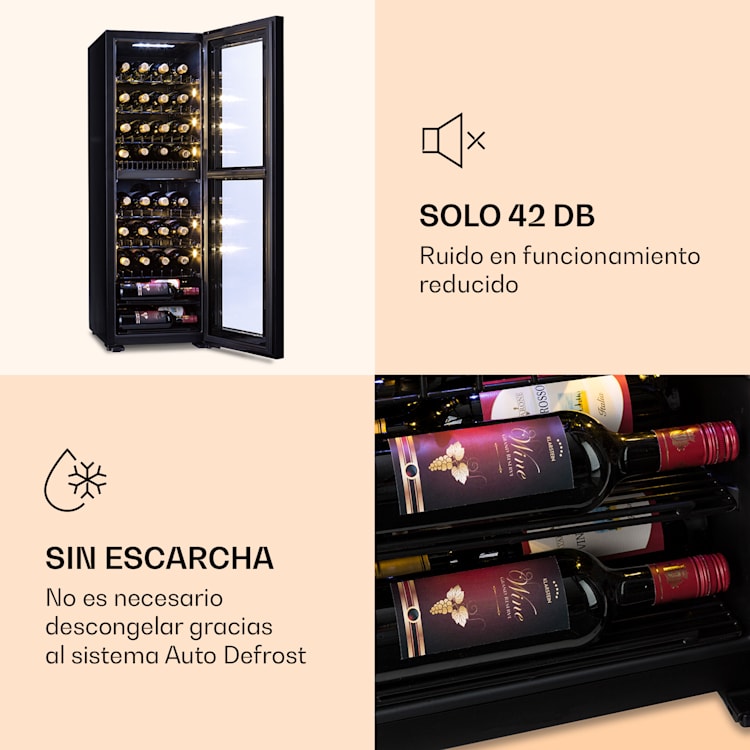 Shiraz 39 Duo Nevera para vinos 2 zonas 105 l 39 botellas 39 botellas | 2 zonas de refrigeración | Negro