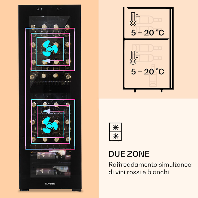 Shiraz 39 Duo Cantinetta vino 2 zone 105l 39 bottiglie 39 bottiglie | 2 zone di raffreddamento | Nero