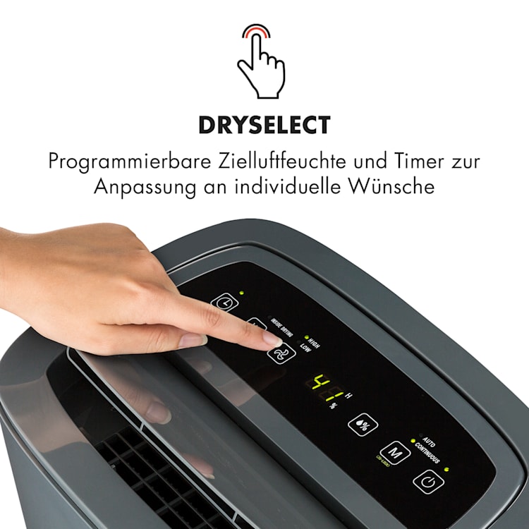 DryFy 20 Luftentfeuchter 420W 20l/d 230m³/h 40-50m² DrySelect 45dB 20l/24h | Anthrazit
