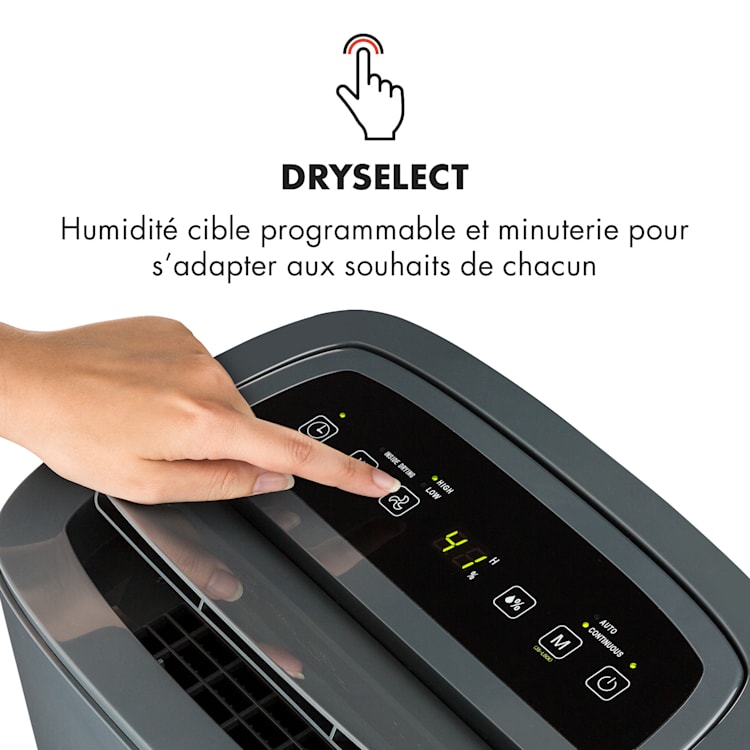 DryFy20 Déshumidificateur 420 W 20 l/j 230 m³/h 40-50 m² DrySelect 45 dB antharcite 20 l /24 h | Anthracite