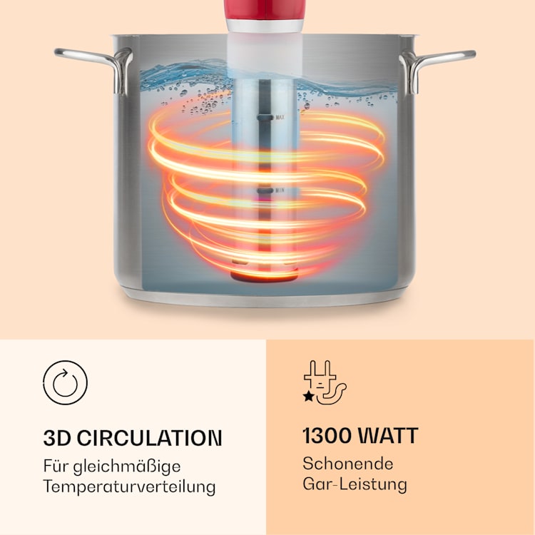 Quickstick Sous Vide Garer Thermostat: 50-95 °C für 20 L Edelstahl Rot