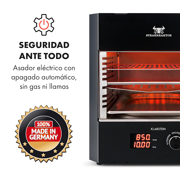 Steakreaktor Pro Barbacoa para interior Asador de alta temperatura Made in Germany Negro