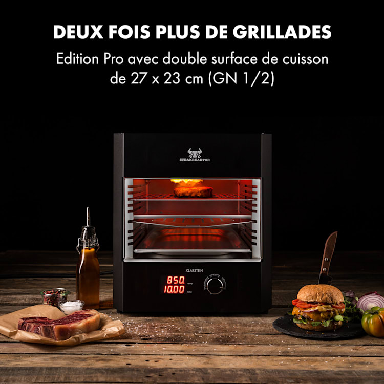 Steakreaktor Pro Grill intérieur à haute température - Made in Germany Noir