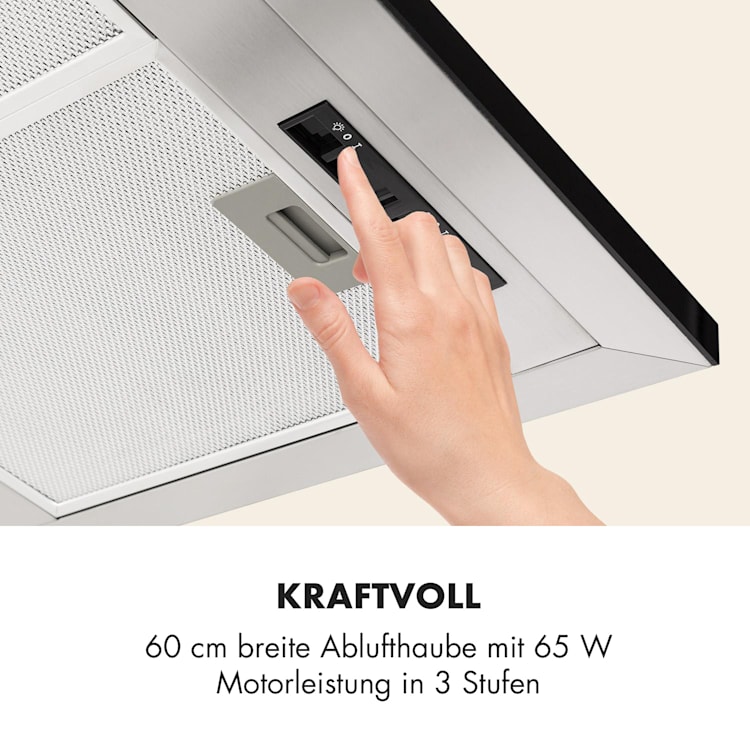 Galina 90 Dunstabzugshaube Abluft 90cm 350m³/h LED Edelstahl Acrylglas
