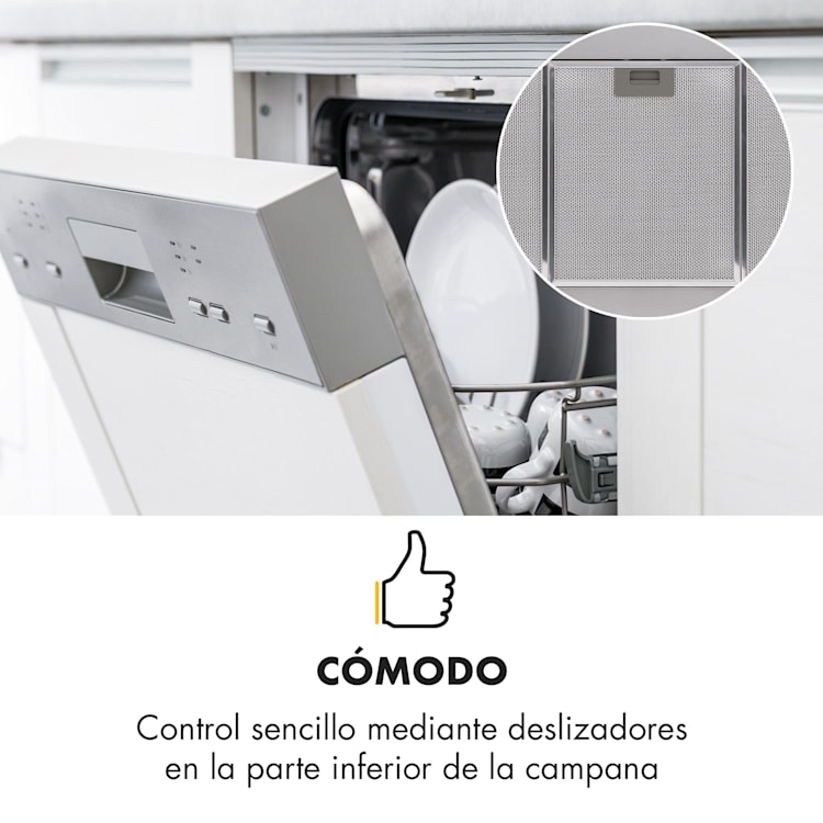 Galina 90 Campana extractora 90 cm 350 m³/h LED Acero inoxidable Metacrilato
