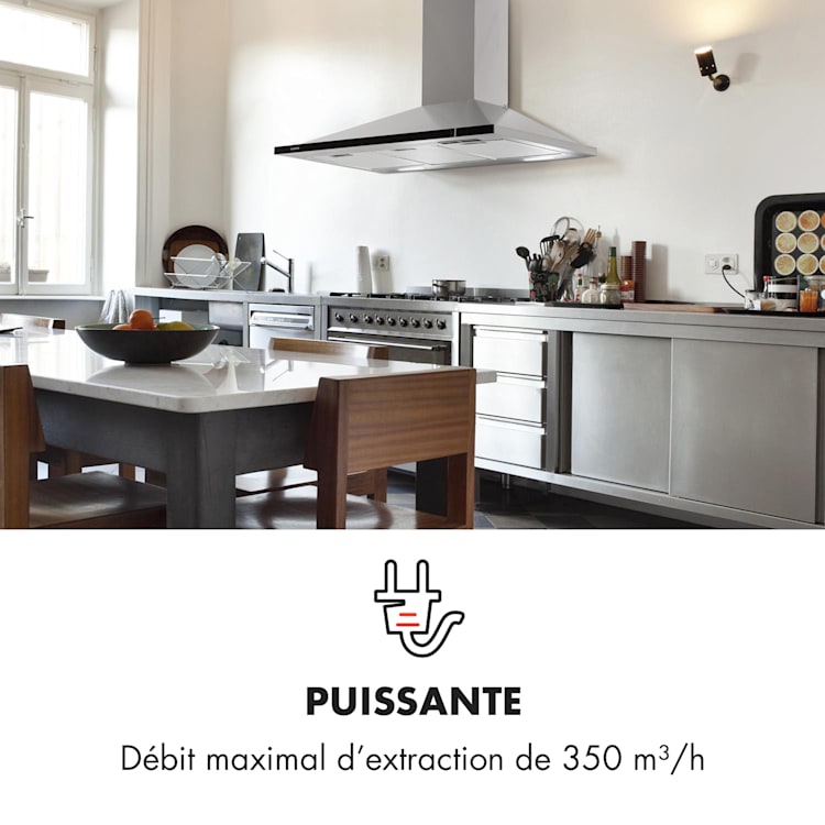 Galina 90 afzuigkap afvoer 90 cm 90cm 350m³/h rvs plexiglas