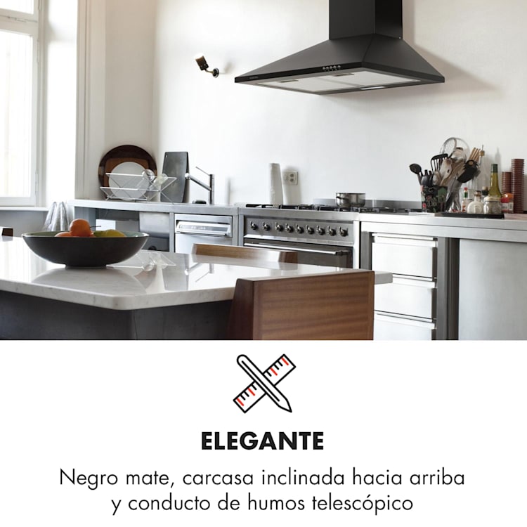 Zugspitze 60 Campana extractora de pared 65 W 310 m³/h LED 60 cm | Negro
