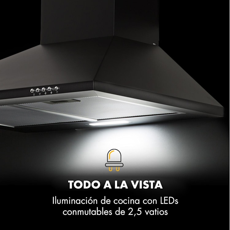 Zugspitze 60 Campana extractora de pared 65 W 310 m³/h LED 60 cm | Negro