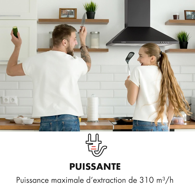 Zugspitze 60 Hotte aspirante murale 65W 310 m³/h LED 60 cm | Noir