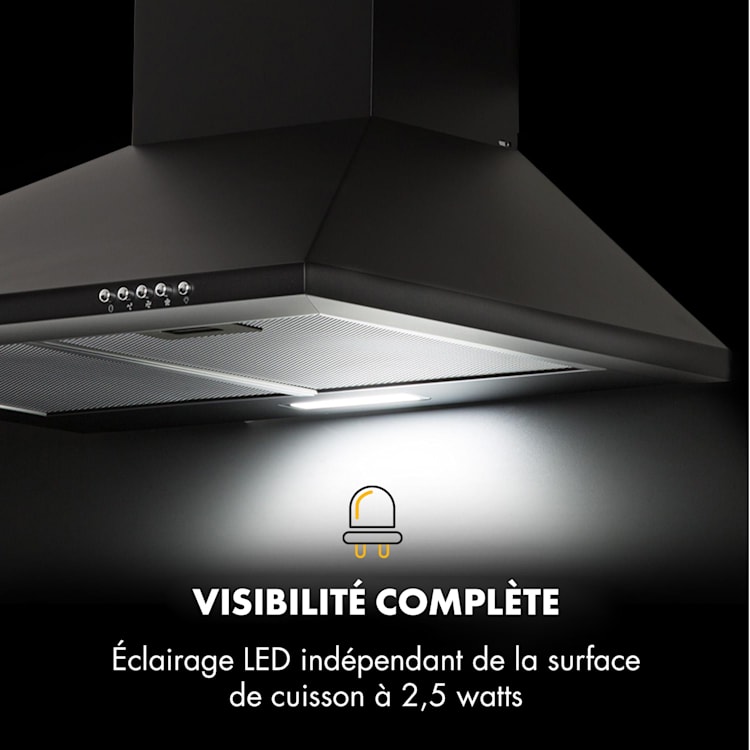 Zugspitze 60 Hotte aspirante murale 65W 310 m³/h LED 60 cm | Noir